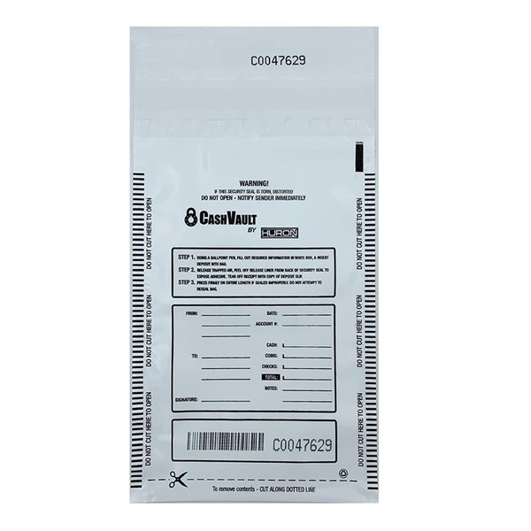 Huron 6 x 9 in Cash Transmittal Bag White 100PK HASZ0077